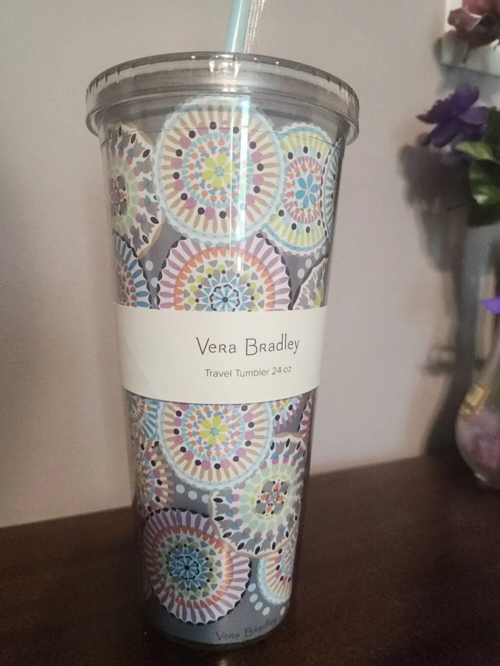 Vera Bradley 24oz Travel Tumbler Sunny Medallion Design